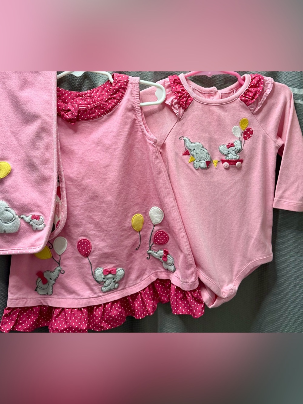 Vintage Gymboree Happy Elephant 2013 12-18M Baby Girl Outfit Lot Blanket 7 Pc - Picture 5 of 9
